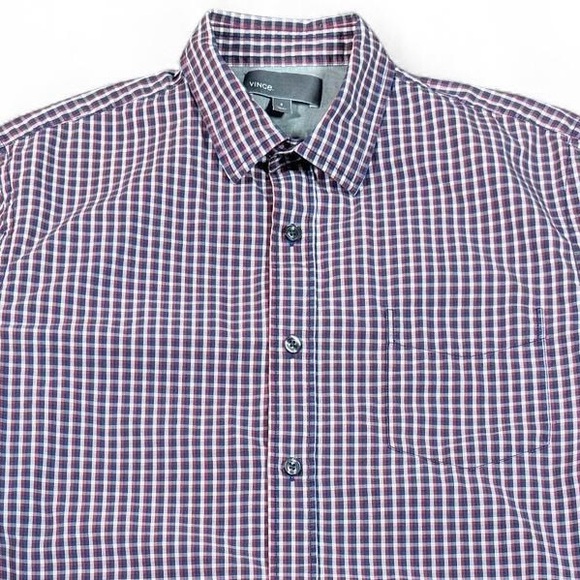 Vince Other - Vince Button Shirt Men Small Blue Red White Check Gingham Lightweight Cotton